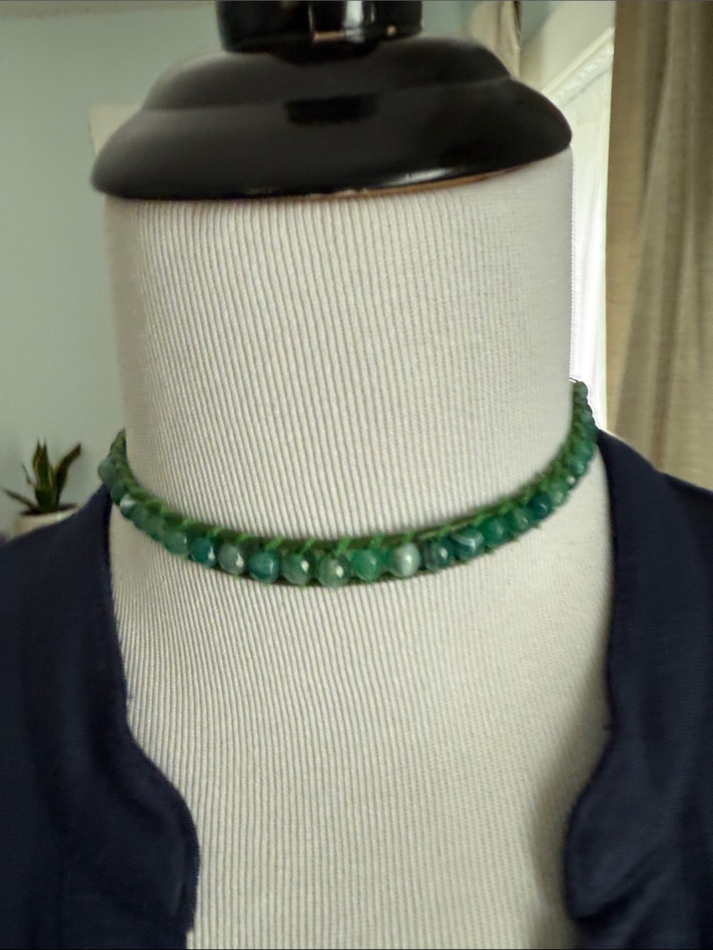 Green Beaded choker necklace